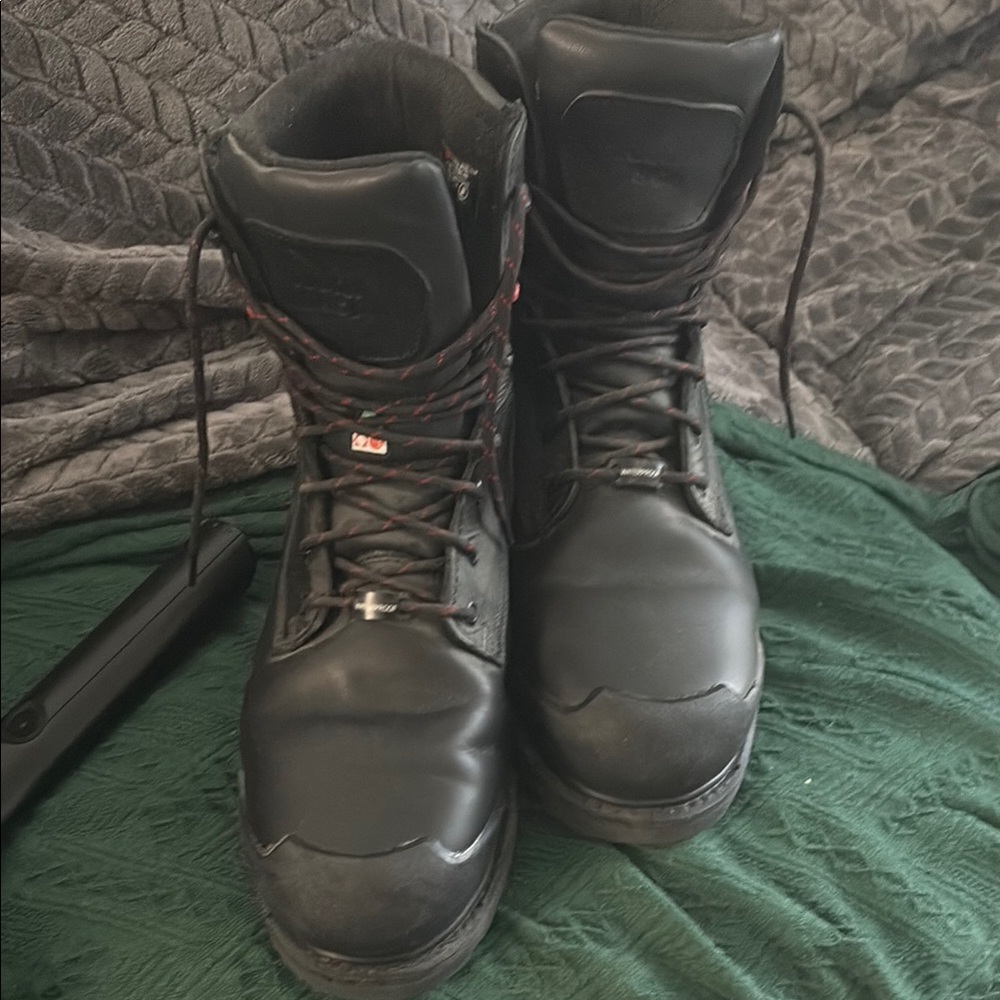 Black Combat Boots with Lace-Up Design and Sturdy Soles